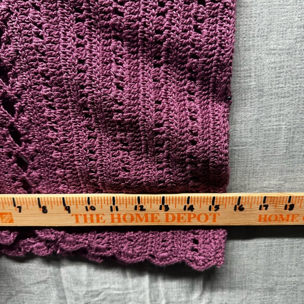 Hand crochet vest purple V Neck open center lace Small no tag Vintage 80’s - Picture 6 of 10